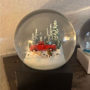 Red Truck with Dogs Snow Globe